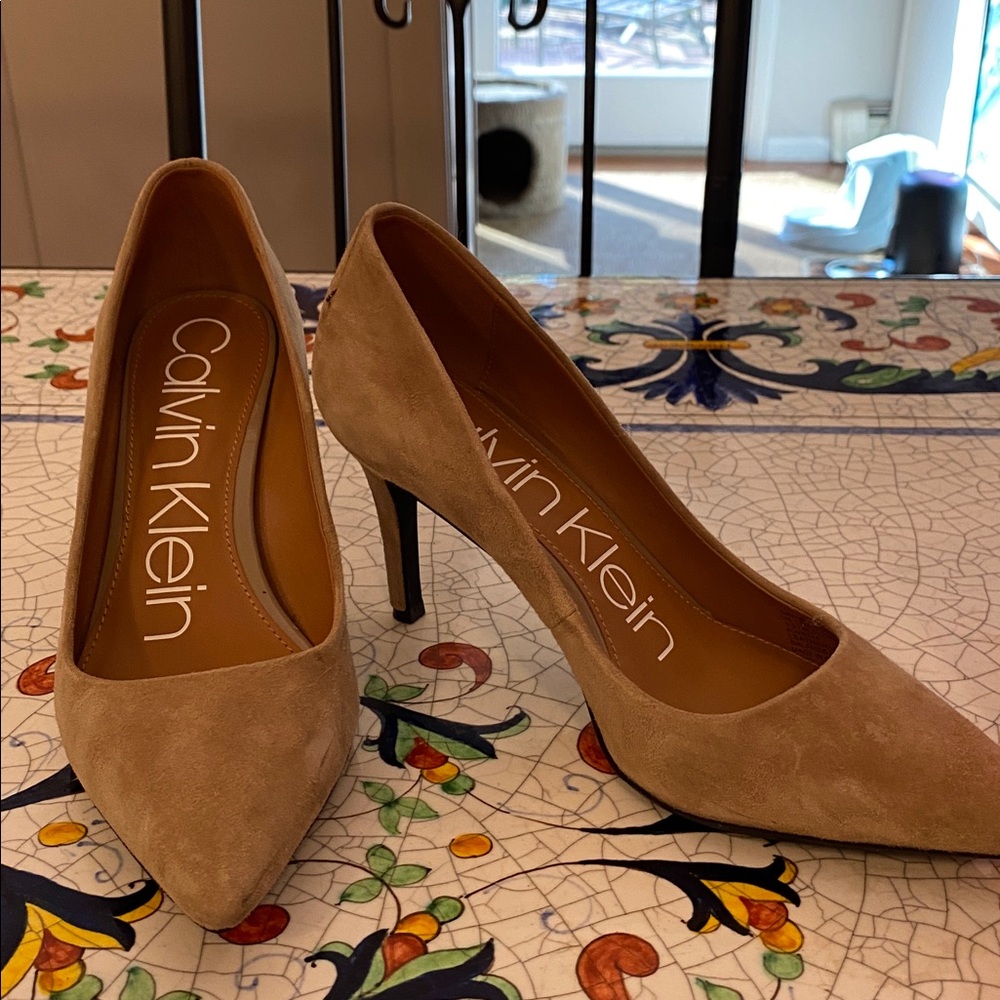 Calvin Klein Camel Suede Pumps